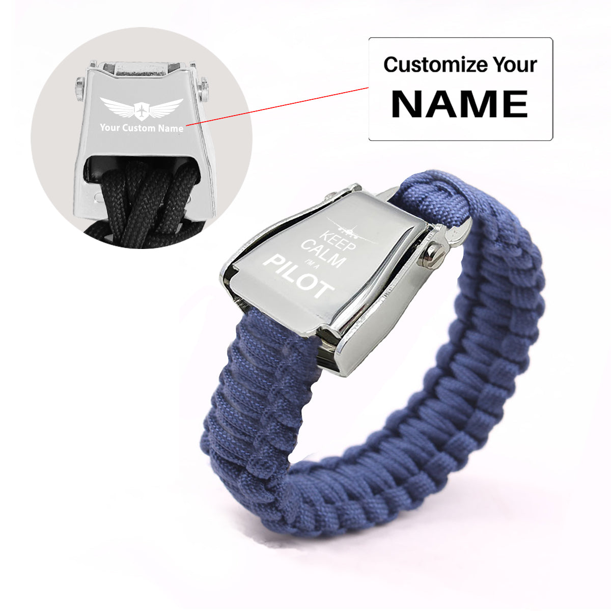 Pilot (777 Silhouette) Design Airplane Seat Belt Bracelet