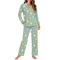 Thumbnail for Mixed Size Airplanes Designed Women Button Pajamas