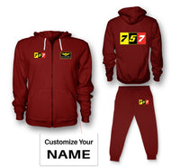 Thumbnail for Flat Colourful 757 Designed Zipped Hoodies & Sweatpants Set