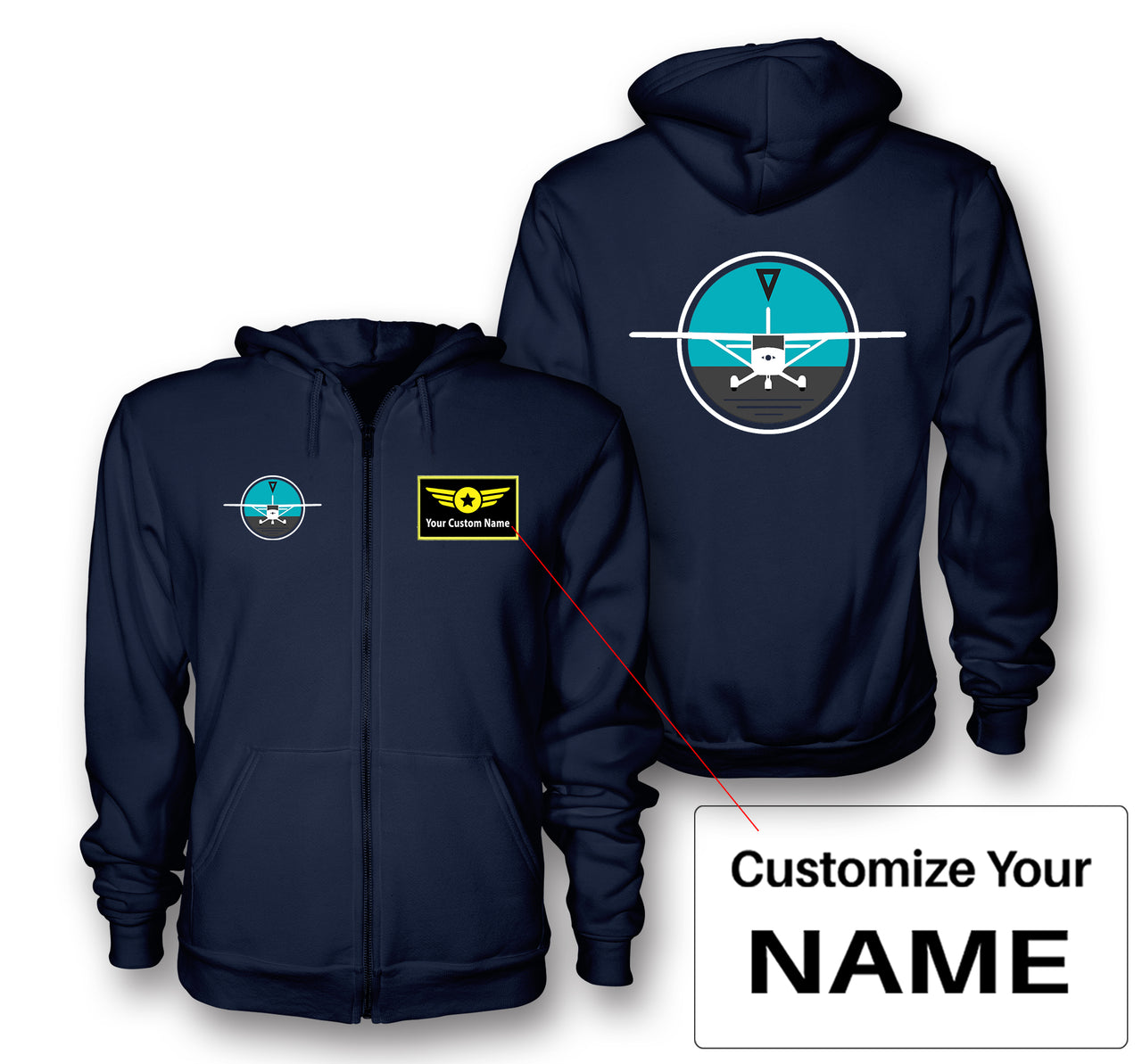 Cessna & Gyro Designed Zipped Hoodies