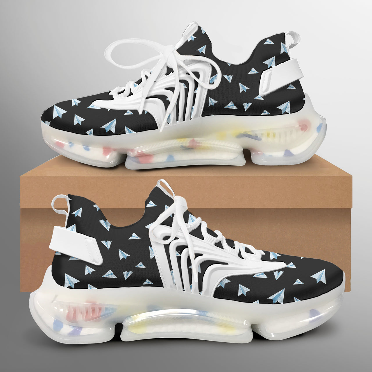 Paper Airplanes (Black) Designed Fashion Running Shoes