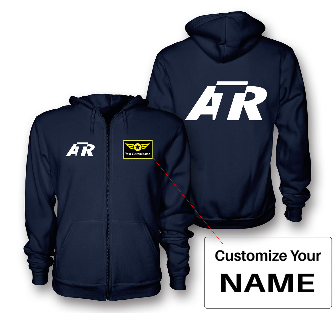 ATR & Text Designed Zipped Hoodies