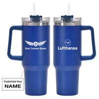 Thumbnail for Lufthansa Airlines Designed 40oz Stainless Steel Car Mug With Holder