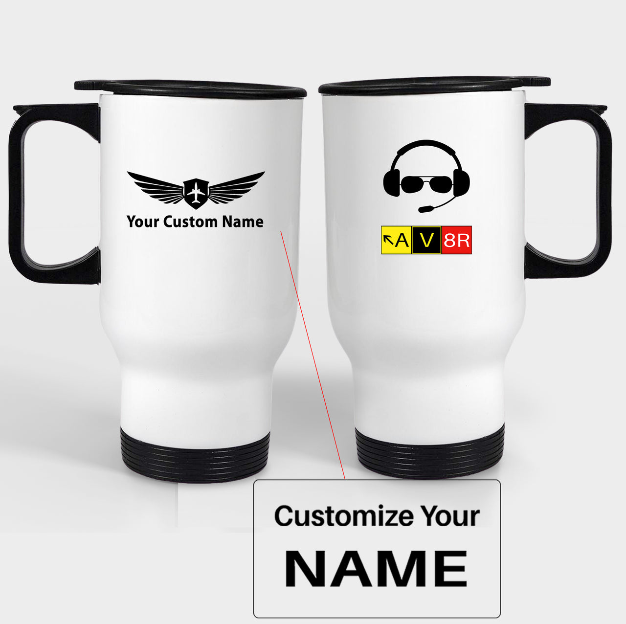 AV8R 2 Designed Travel Mugs (With Holder)