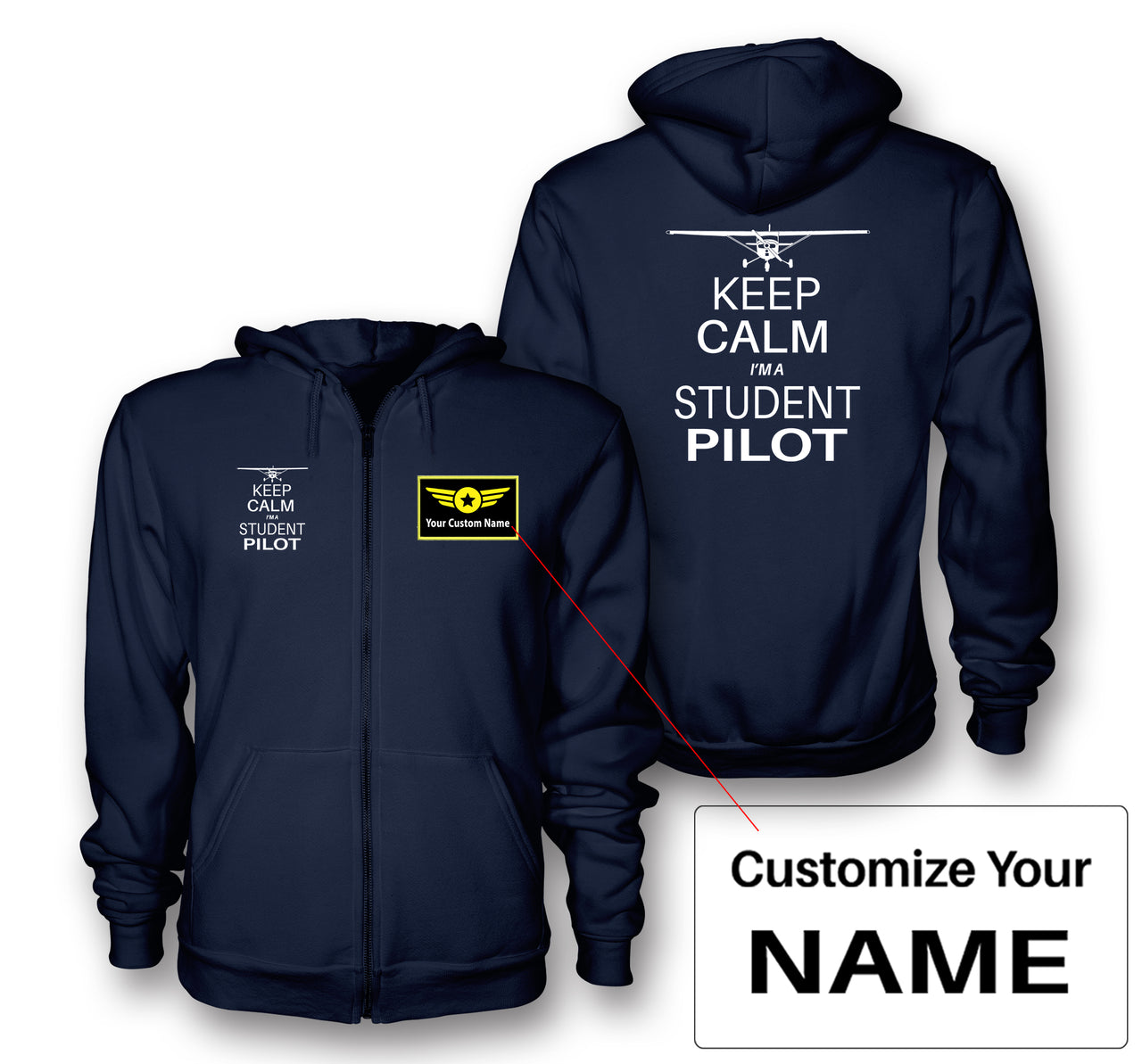 Student Pilot Designed Zipped Hoodies