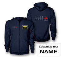 Thumbnail for Aviation Heartbeats Designed Zipped Hoodies