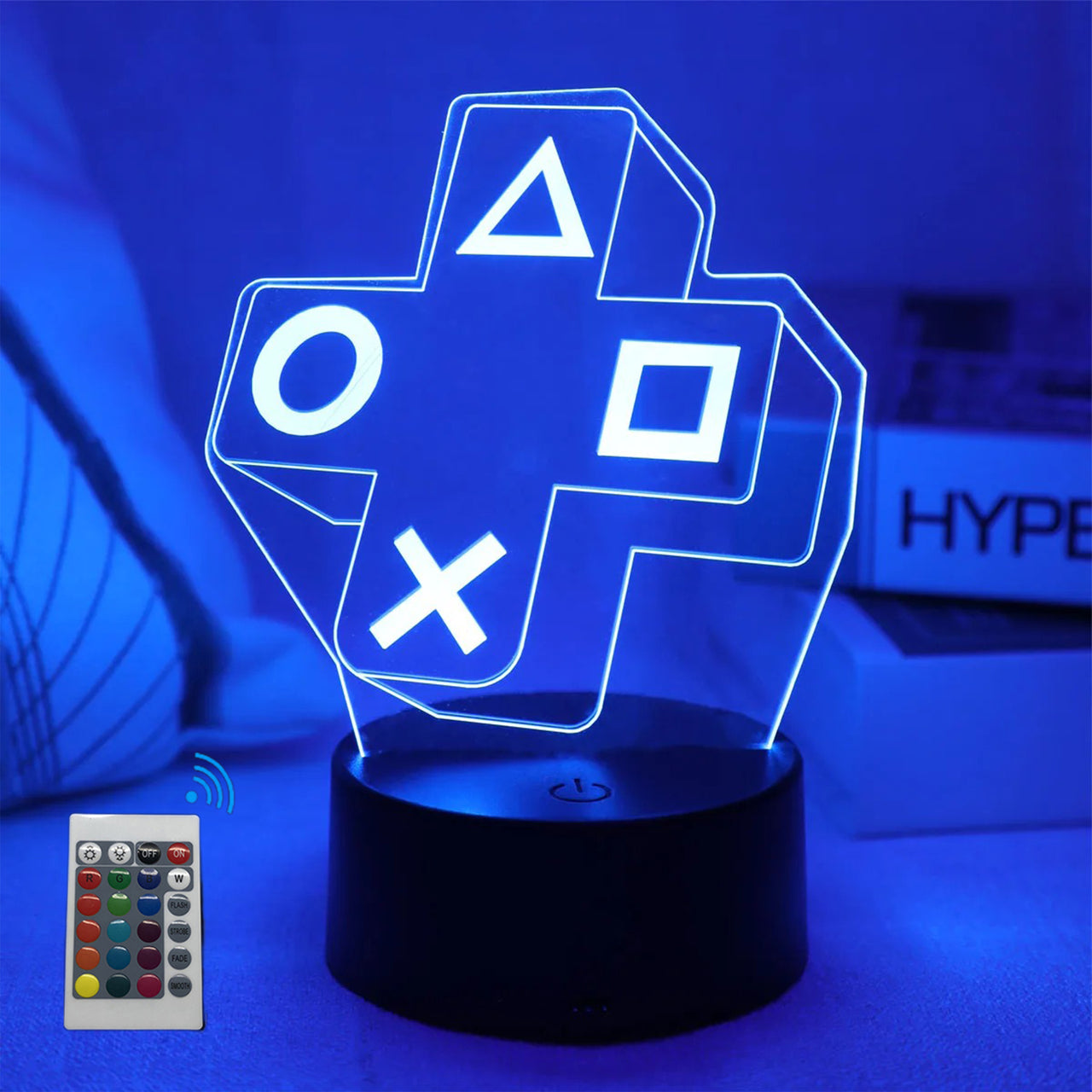 3D Gaming Cross Button Designed Night Lamp