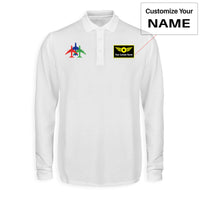 Thumbnail for Colourful 3 Airplanes Designed Long Sleeve Polo T-Shirts