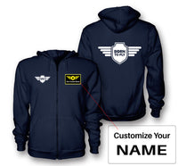 Thumbnail for Born To Fly & Badge Designed Zipped Hoodies
