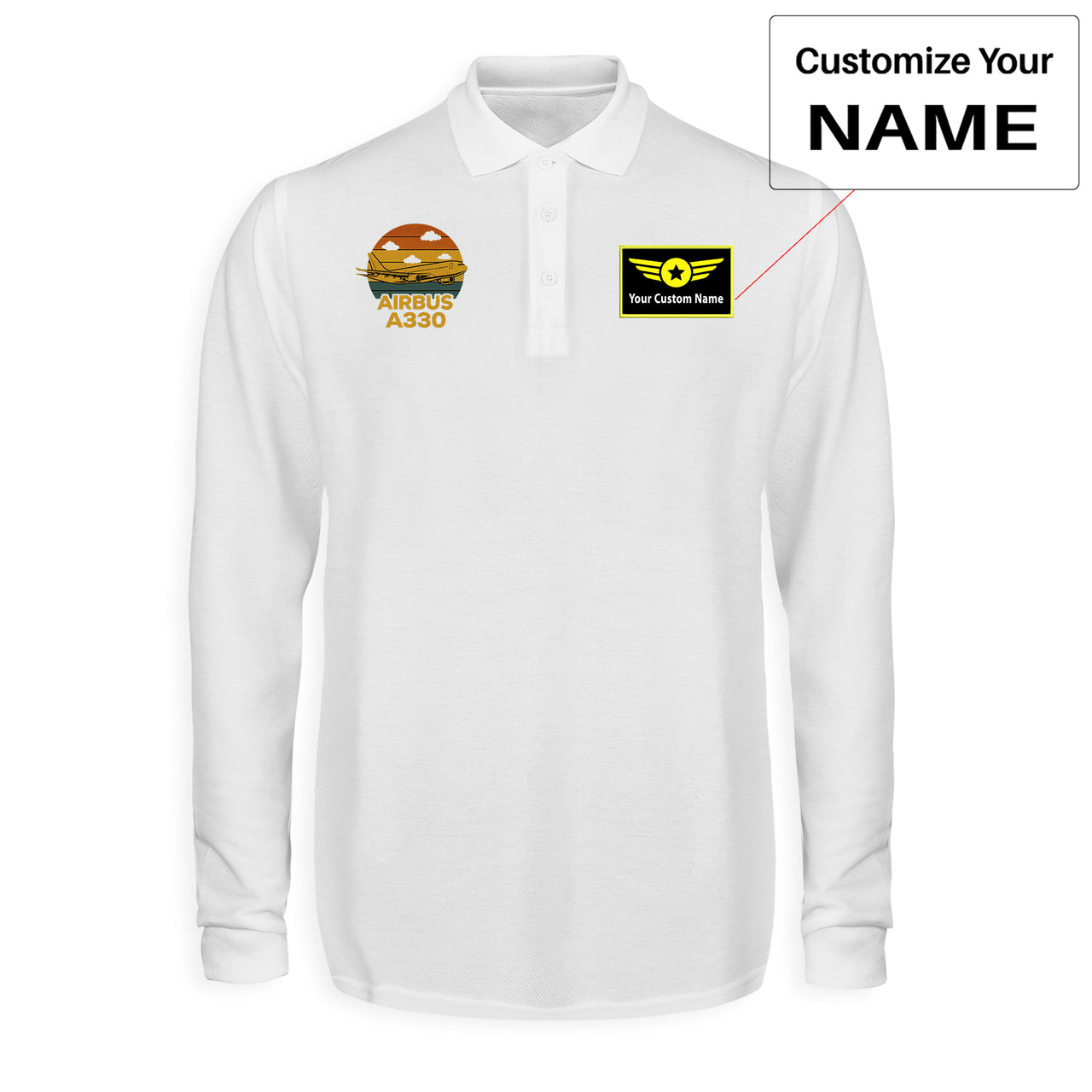 Retro Airbus A330 Designed Long Sleeve Polo T-Shirts