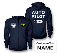 Thumbnail for Auto Pilot Off Designed Zipped Hoodies