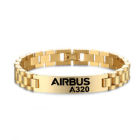 Thumbnail for Airbus A320 & Text Designed Stainless Steel Chain Bracelets