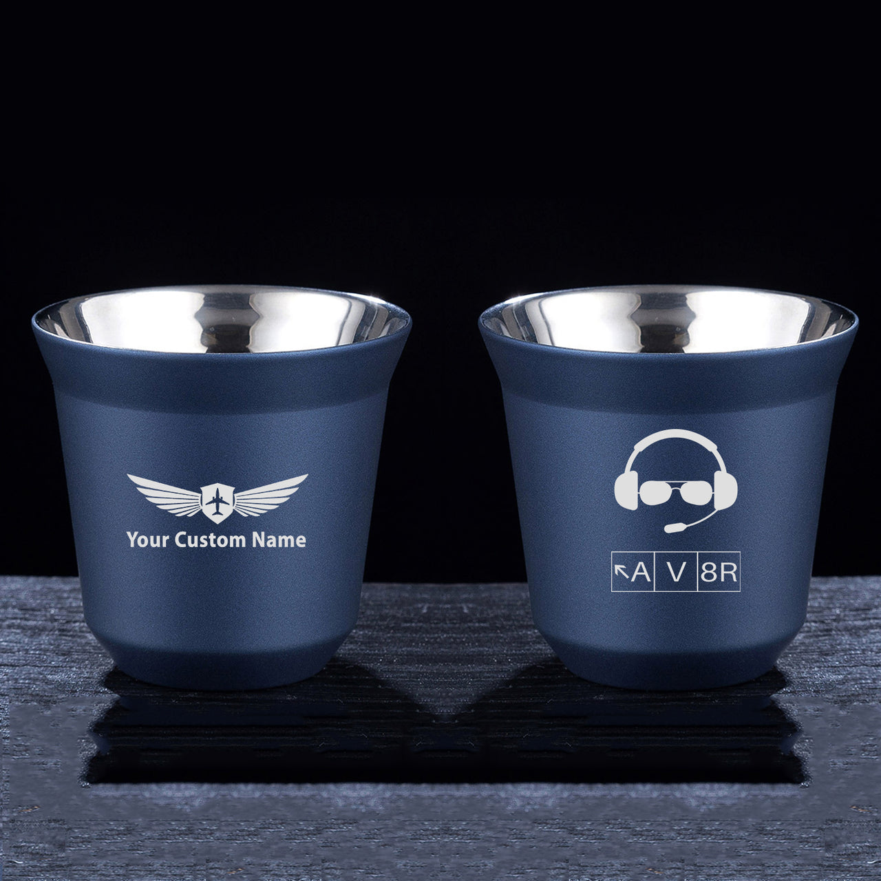 AV8R 2 Designed Double Wall Stainless Steel Coffee Mugs