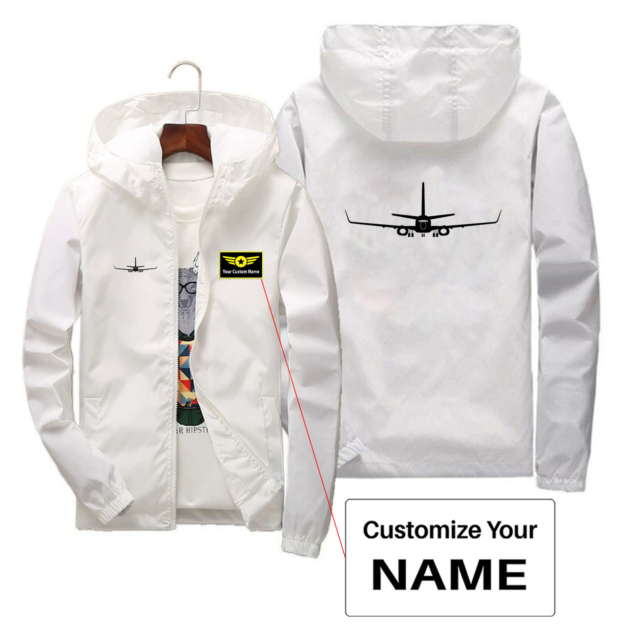 Boeing 737-800NG Silhouette Designed Thin Windbreaker Jackets