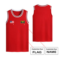 Thumbnail for Custom Flag & Name with Special Badge Designed Basketball Style Sports Tank Tops