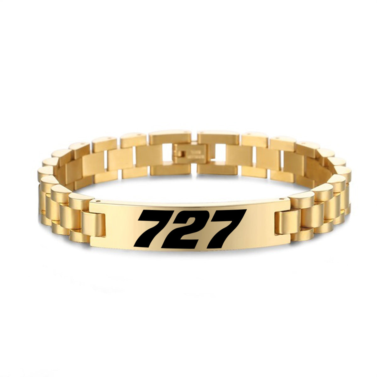 727 Flat Text Designed Stainless Steel Chain Bracelets