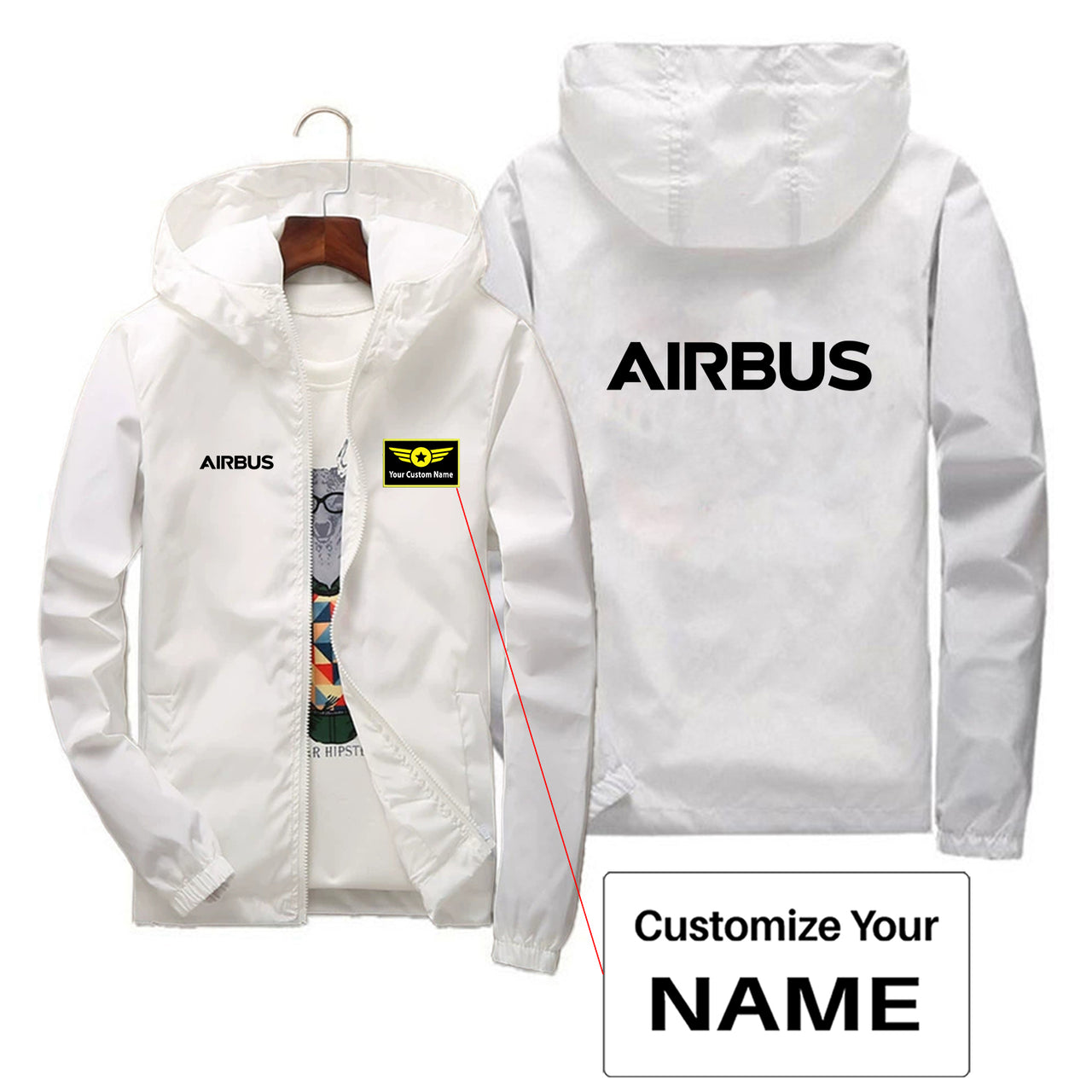 Airbus & Text Designed Thin Windbreaker Jackets