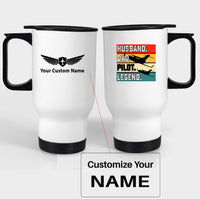 Thumbnail for Husband & Dad & Pilot & Legend Designed Travel Mugs (With Holder)