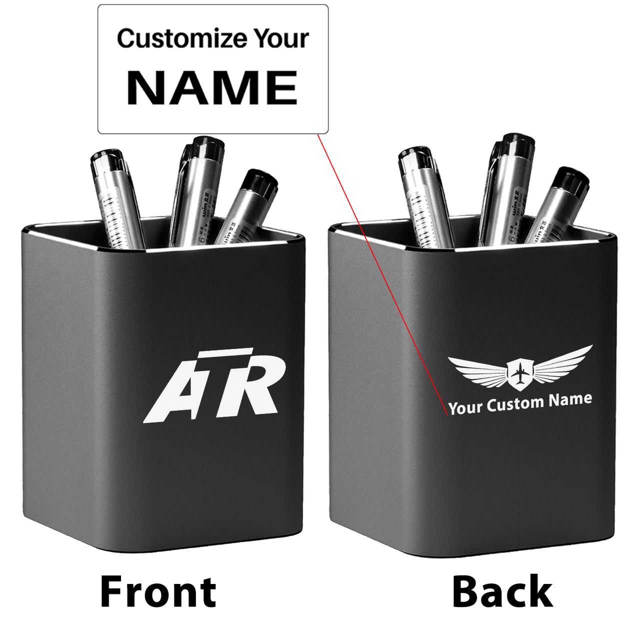 ATR & Text Designed Aluminium Alloy Pen Holders