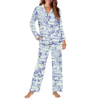 Thumbnail for Amazing Drawings of Old Aircrafts Designed Women Button Pajamas