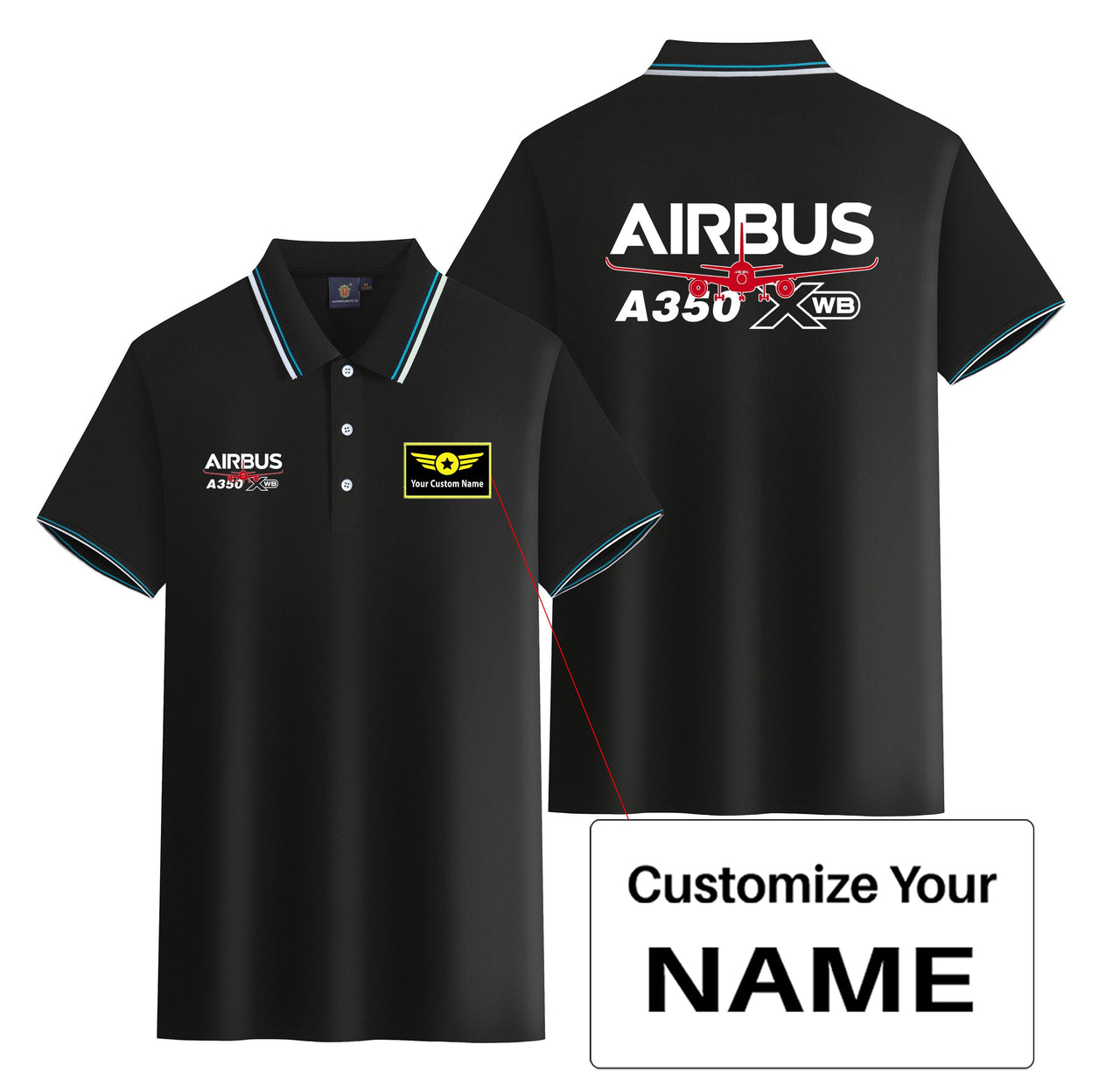 Amazing Airbus A350 XWB Designed Stylish Polo T-Shirts (Double-Side)