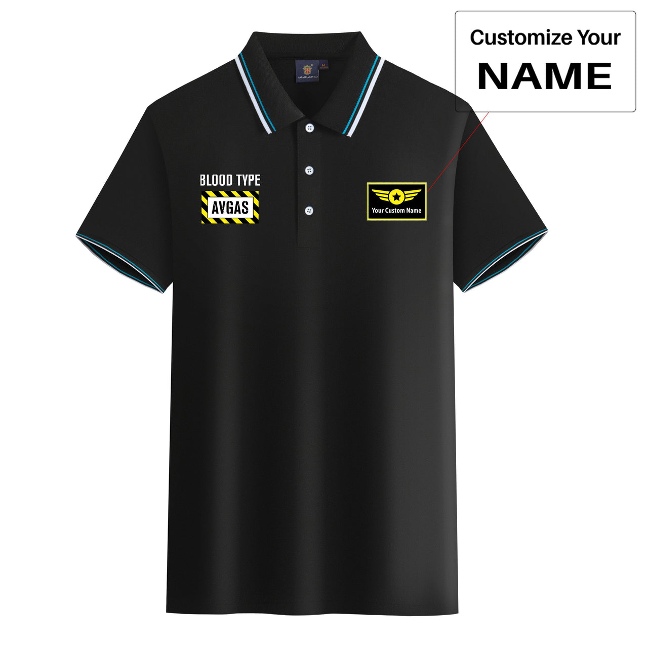Blood Type AVGAS Designed Stylish Polo T-Shirts