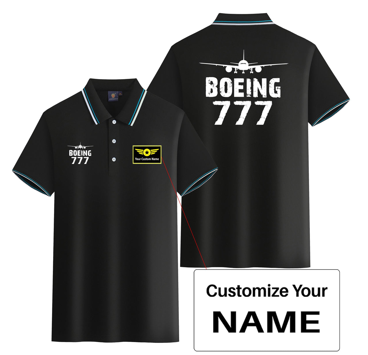 Boeing 777 & Plane Designed Stylish Polo T-Shirts (Double-Side)