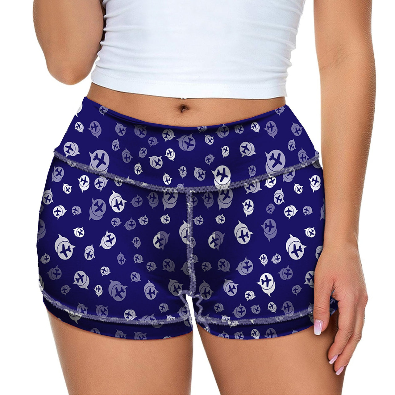 Airplane Notification Theme Designed Women Yoga Shorts Pants