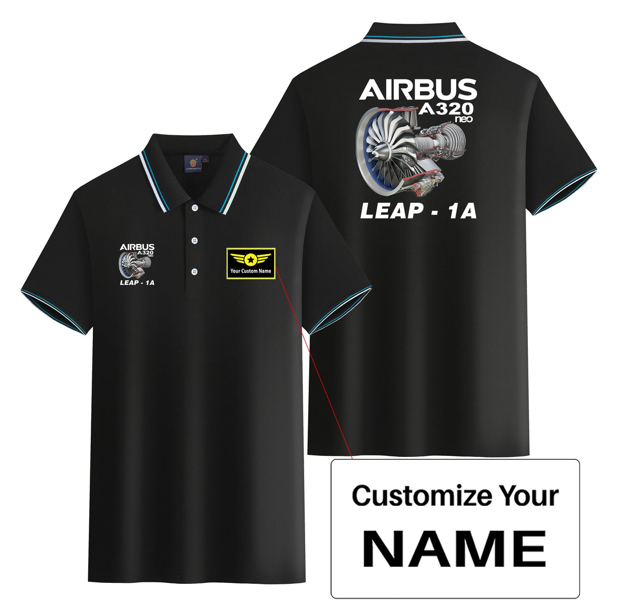 Airbus A320neo & Leap 1A Designed Stylish Polo T-Shirts (Double-Side)