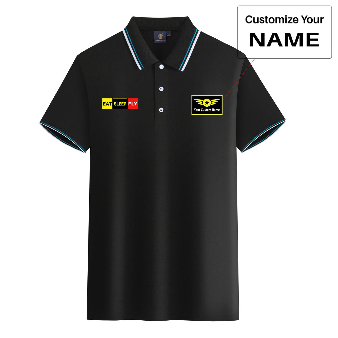 Eat Sleep Fly (Colourful) Designed Stylish Polo T-Shirts