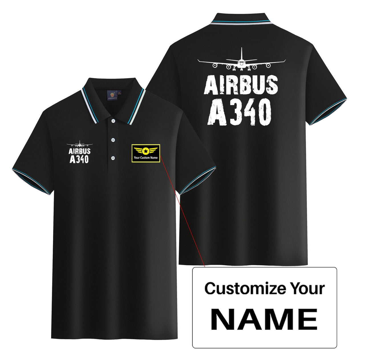 Airbus A340 & Plane Designed Stylish Polo T-Shirts (Double-Side)