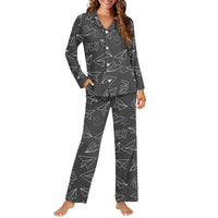Thumbnail for Paper Airplane & Fly (Gray) Designed Women Button Pajamas