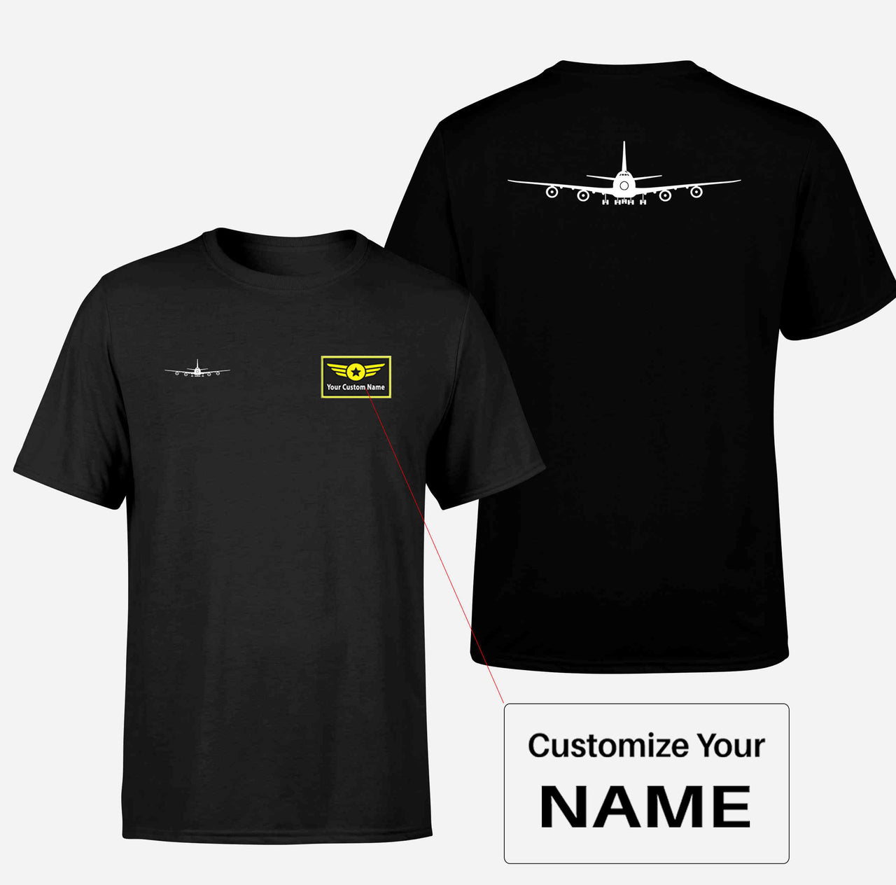 Boeing 747 Silhouette Designed Double-Side T-Shirts