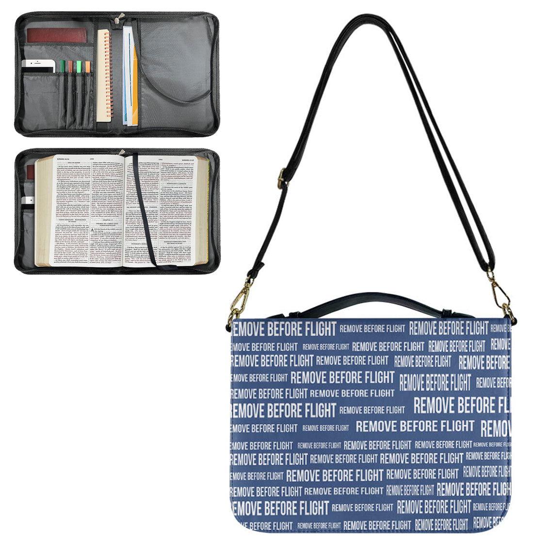 Remove Before Flight 3Blue Designed PU Accessories Bags Strap Style