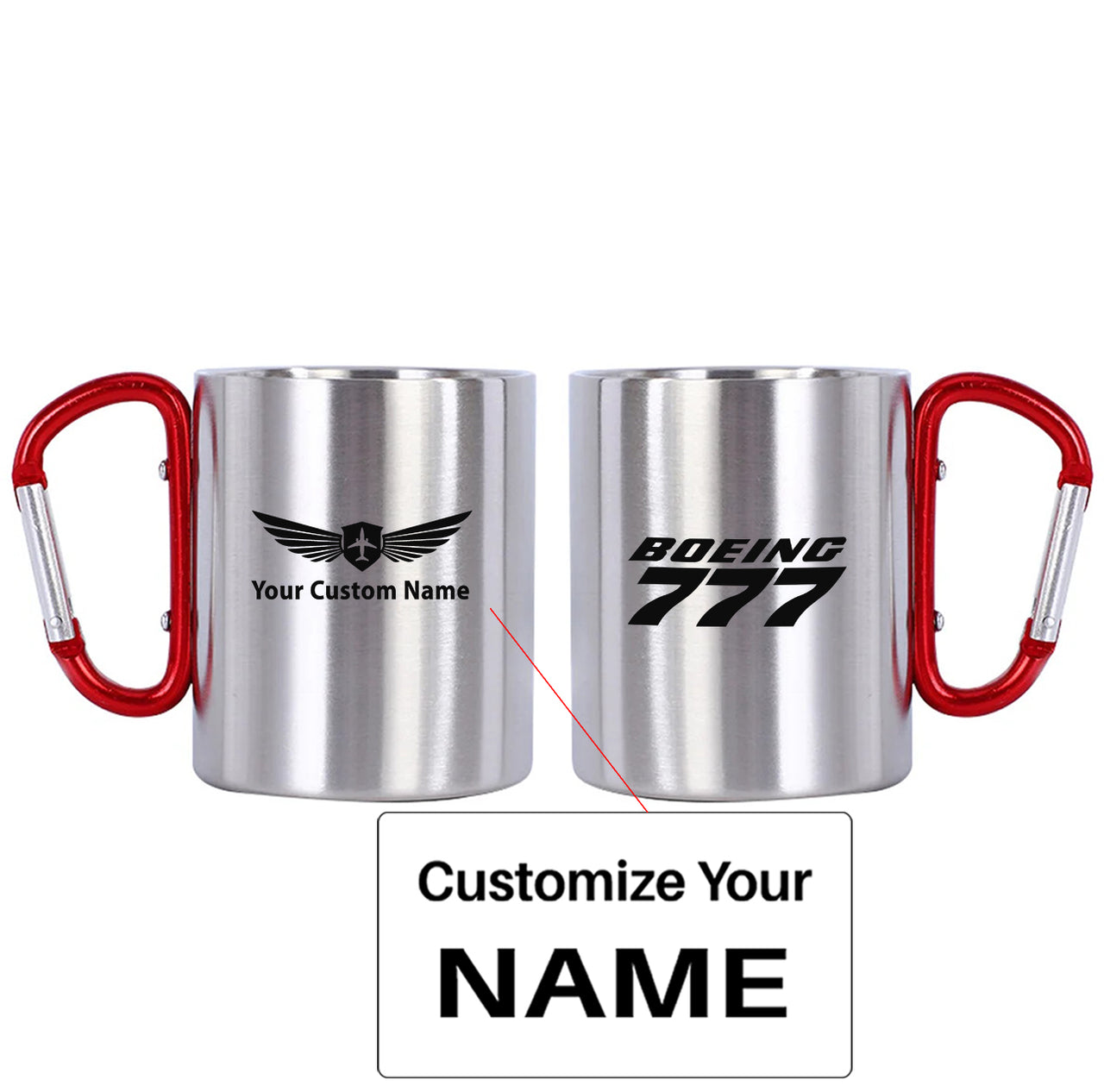 Boeing 777 & Text Designed Stainless Steel Outdoors Mugs
