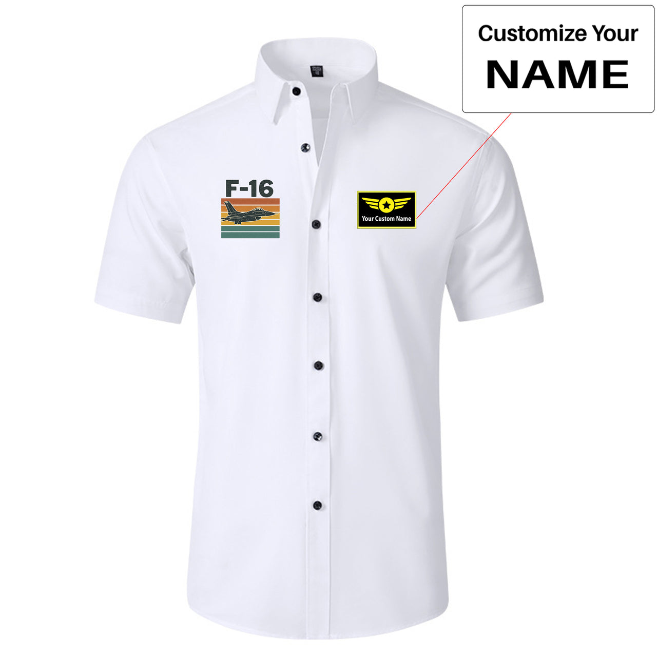 Retro Fighter Jet F16 Designed Short Sleeve Shirts