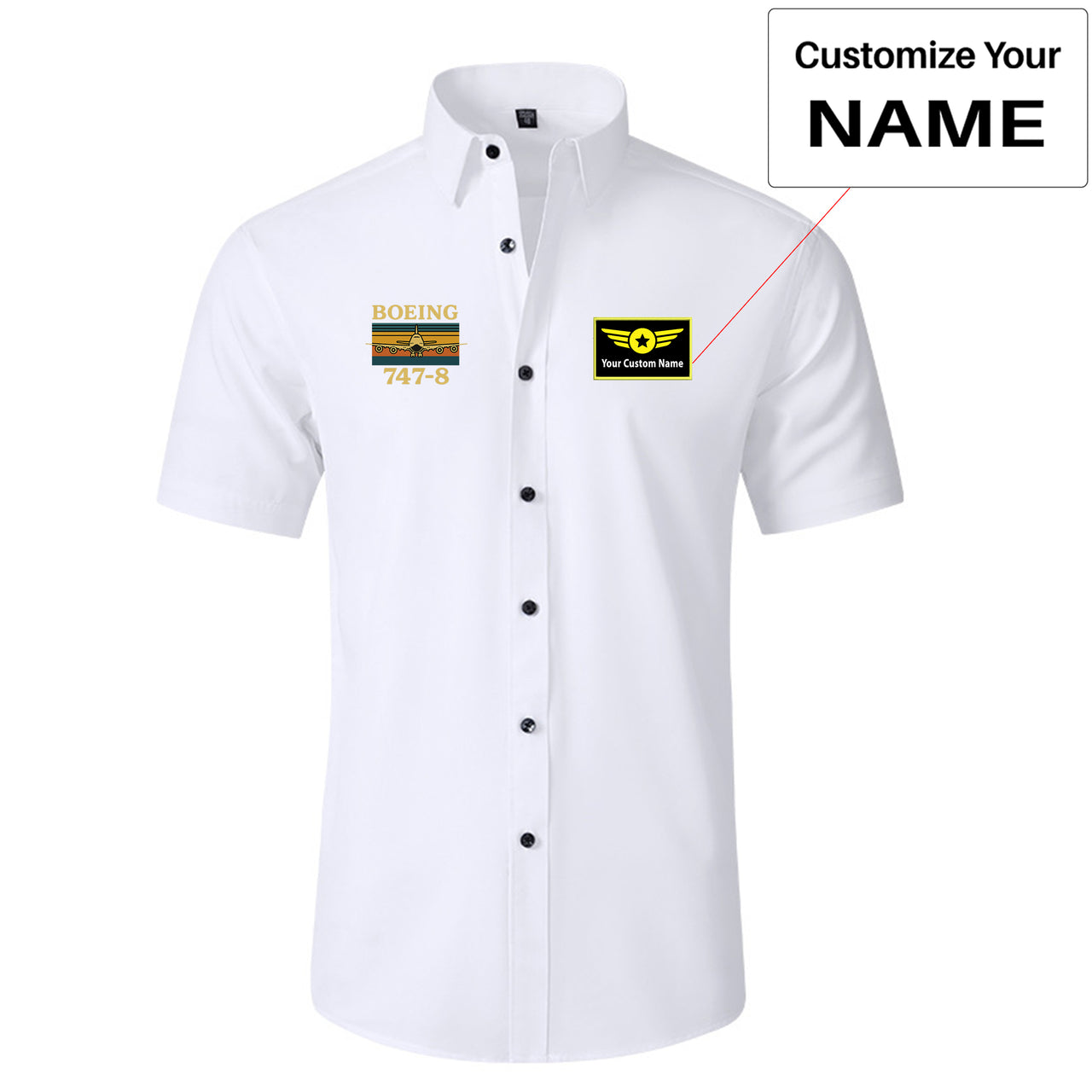 Retro Boeign 747-8 Designed Short Sleeve Shirts