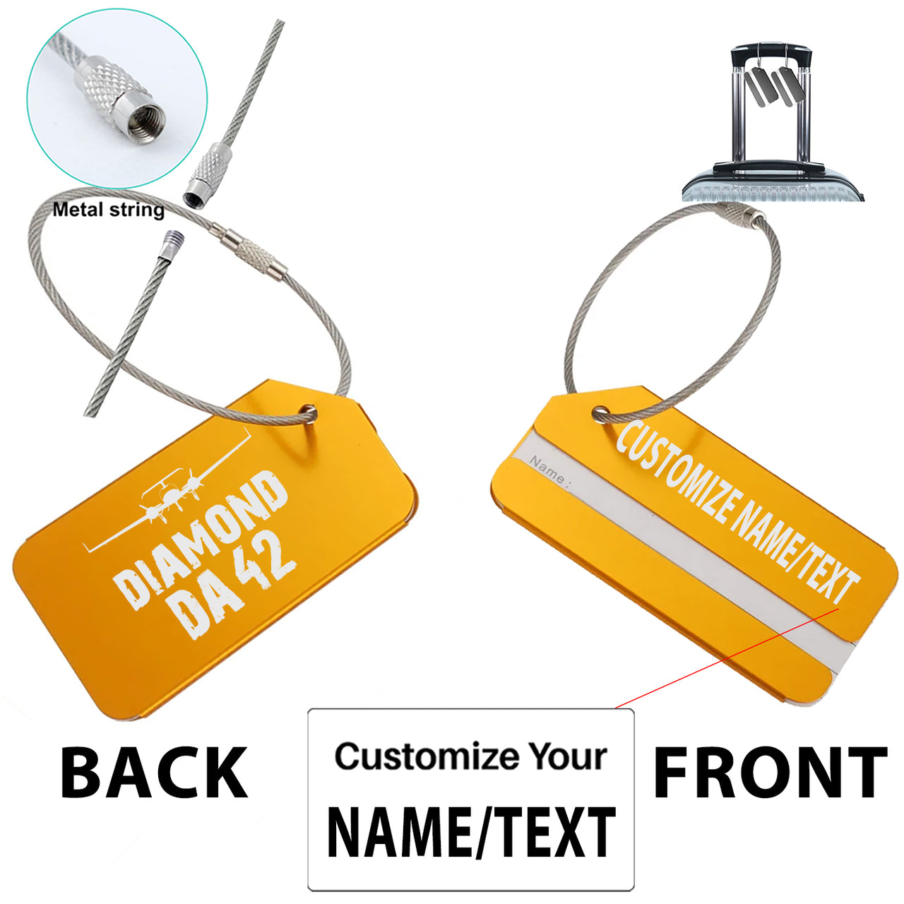 Diamond DA42 & Plane Designed Fashion Metal Luggage Tags
