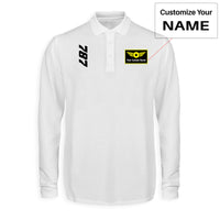 Thumbnail for Boeing 787 Text Designed Long Sleeve Polo T-Shirts