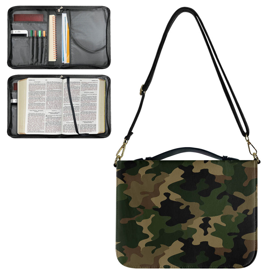 Military Camouflage Army Green Designed PU Accessories Bags Strap Style