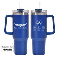 Thumbnail for Aviation Alphabet 2 Designed 40oz Stainless Steel Car Mug With Holder