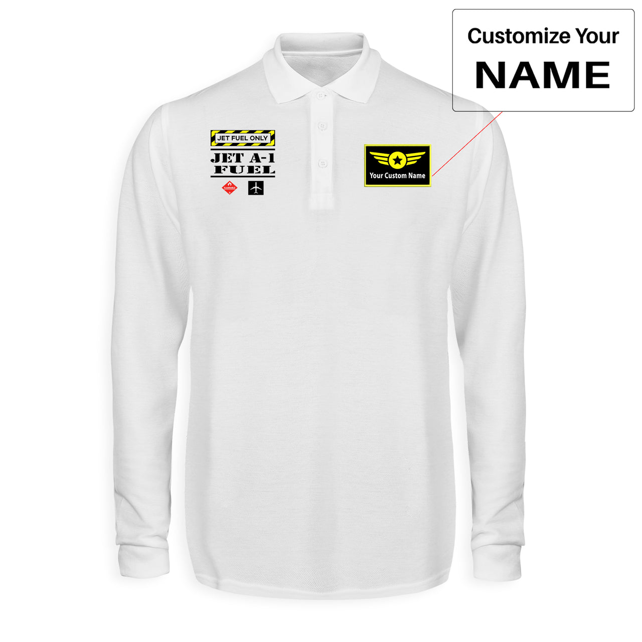 Jet Fuel Only Designed Long Sleeve Polo T-Shirts