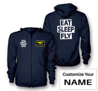 Thumbnail for Eat Sleep Fly Designed Zipped Hoodies