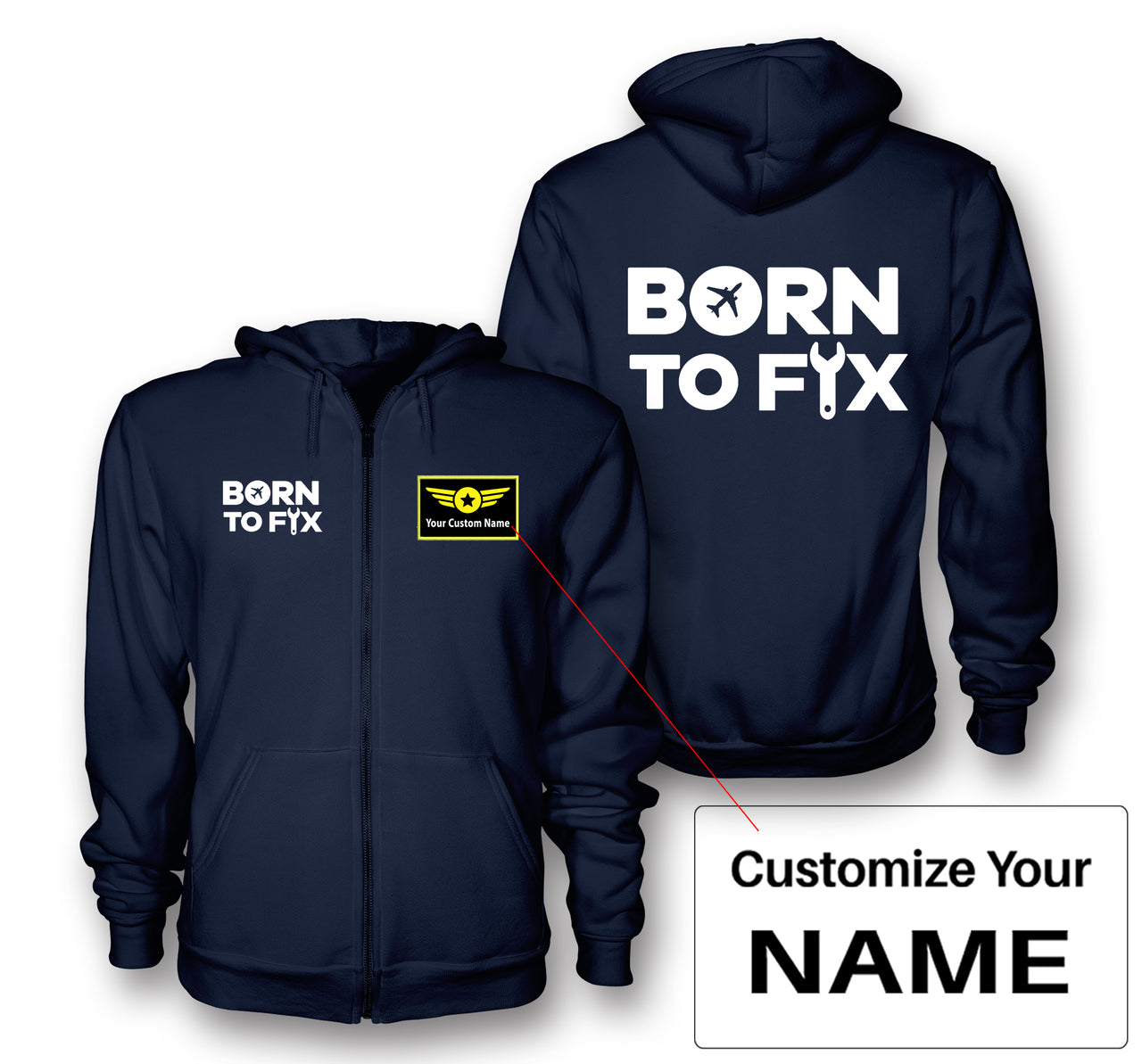 Born To Fix Airplanes Designed Zipped Hoodies