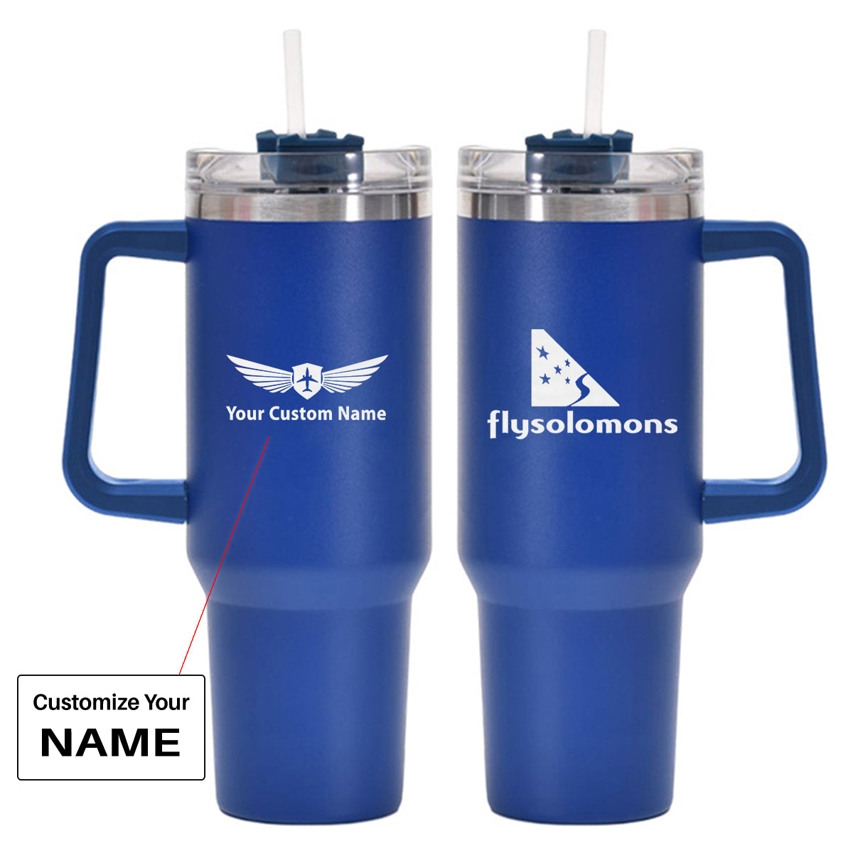 Solomon Airlines 40oz Stainless Steel Car Mug With Holder