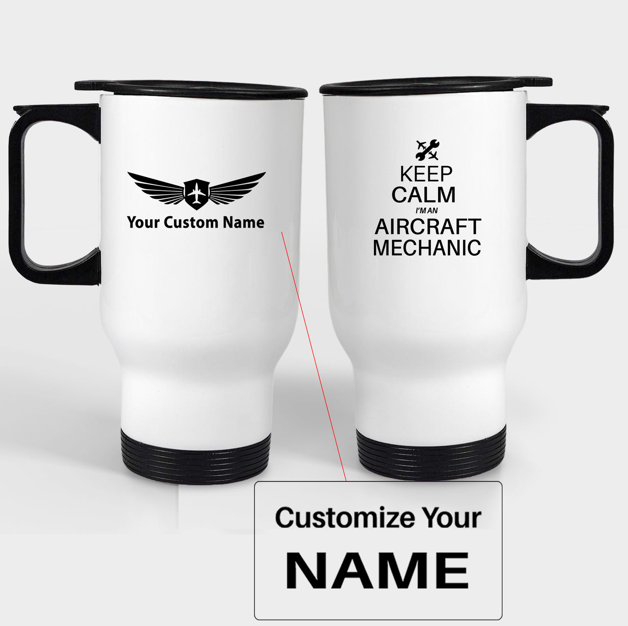 Aircraft Mechanic Designed Travel Mugs (With Holder)