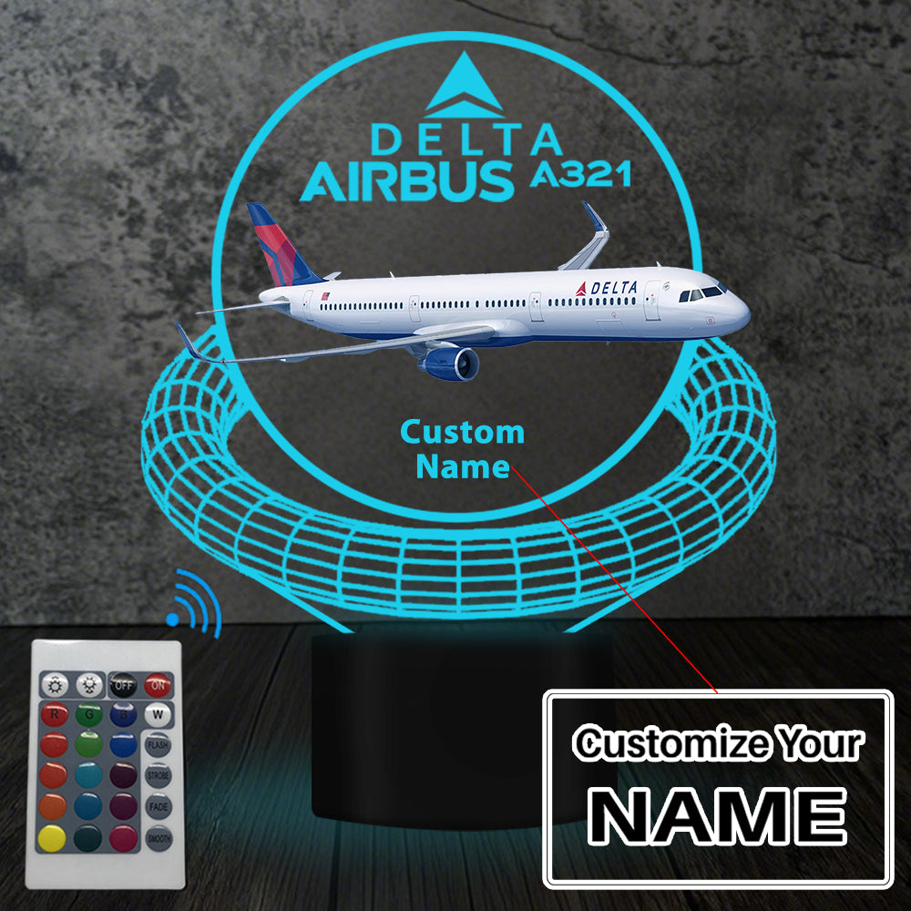 Delta Airlines (Delta Air Lines) Airbus A321 Designed 3D Lamp