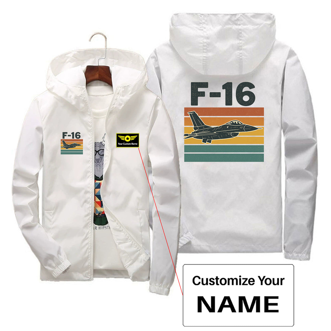 Retro Fighter Jet F16 Designed Thin Windbreaker Jackets