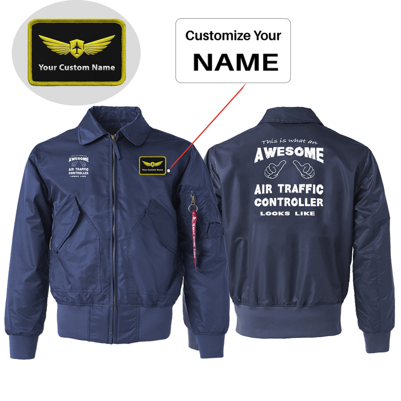 Air Traffic Controller Designed Embroidered Patch Attachable Jackets