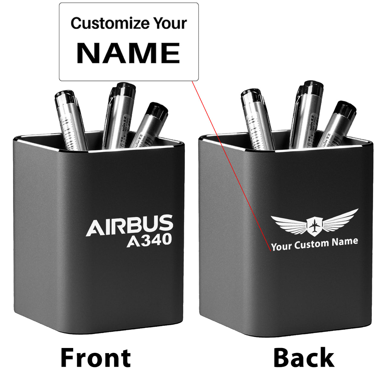Airbus A340 & Text Designed Aluminium Alloy Pen Holders